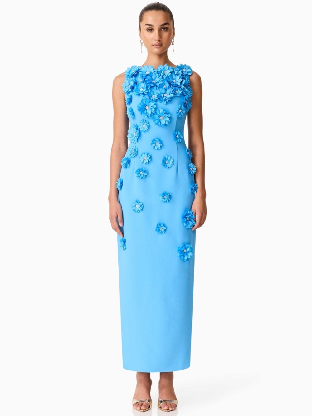 Elliatt Dali Floral Applique Gown in Blue - Picture 3 of 17